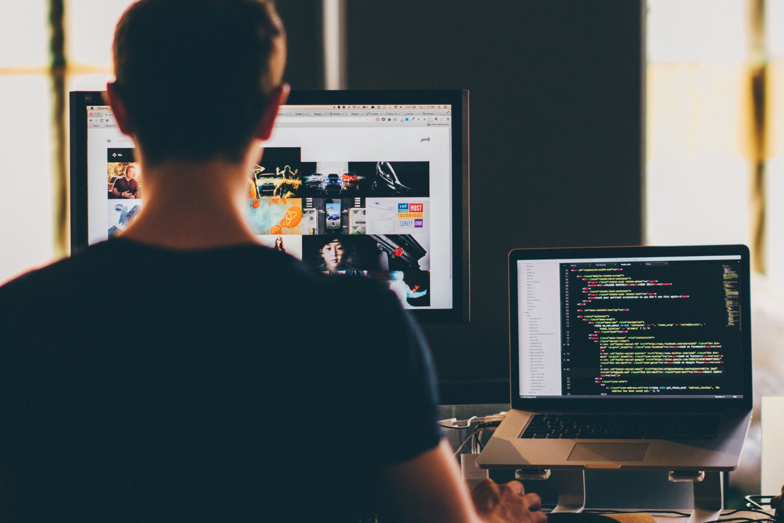 A men Using Computer